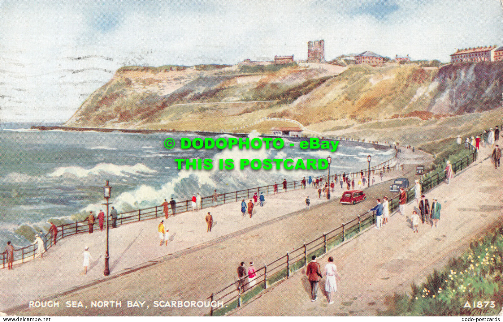 R507715 Scarborough. Rough Sea. North Bay. Valentine. Art Colour. E. W. Trick. 1 - World