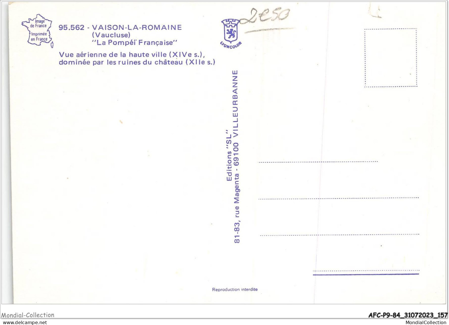 AFCP9-84-1010 - VAISON-LA ROMAINE - La Pompéi Française - Vue Aérienne De La Haute Ville - Vaison La Romaine