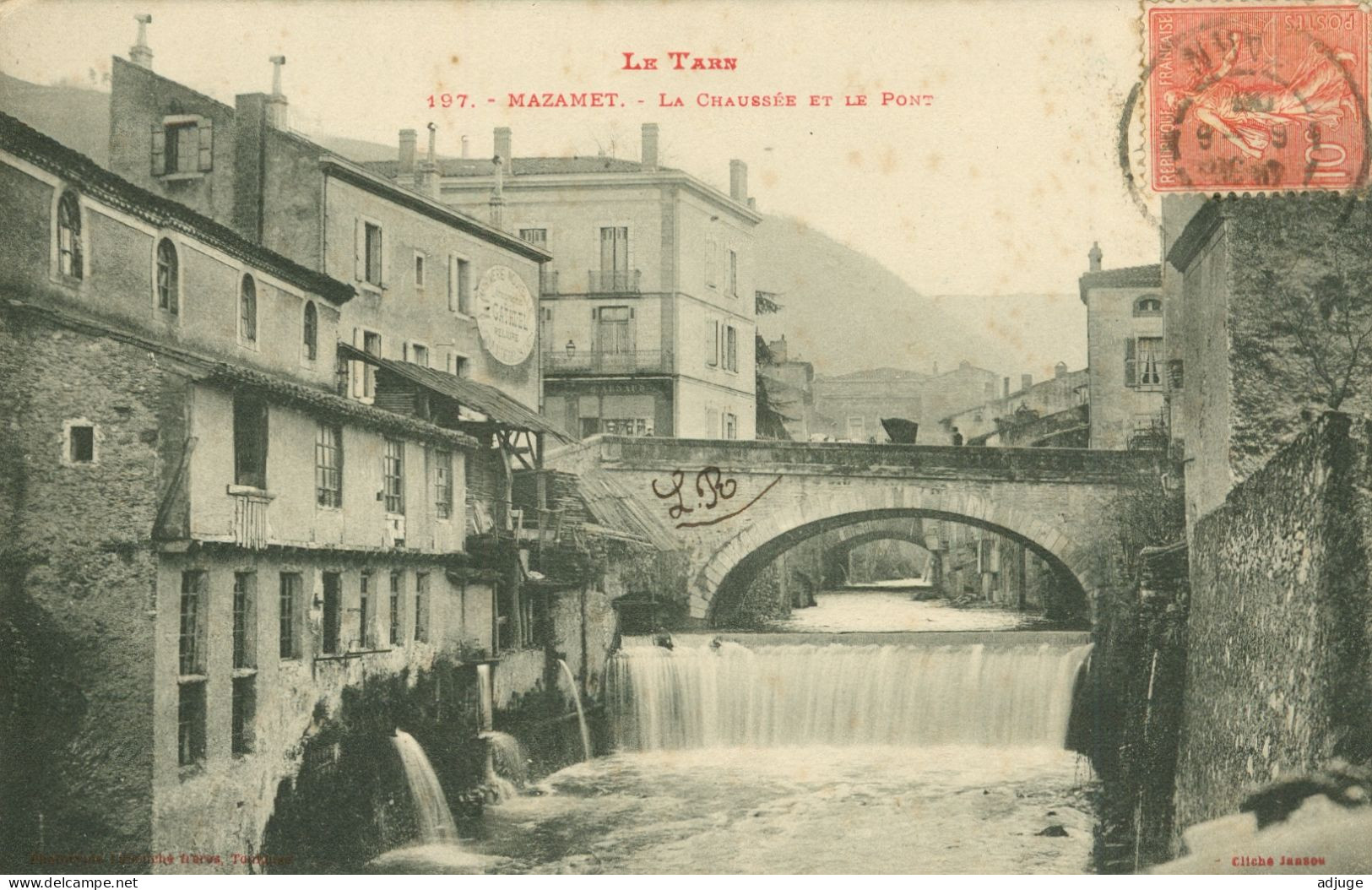 CPA- MAZAMET- La Chaussée Et Le Pont -  - Phototypie Labouche N° 197 écrite En 1905- TBE - Mazamet