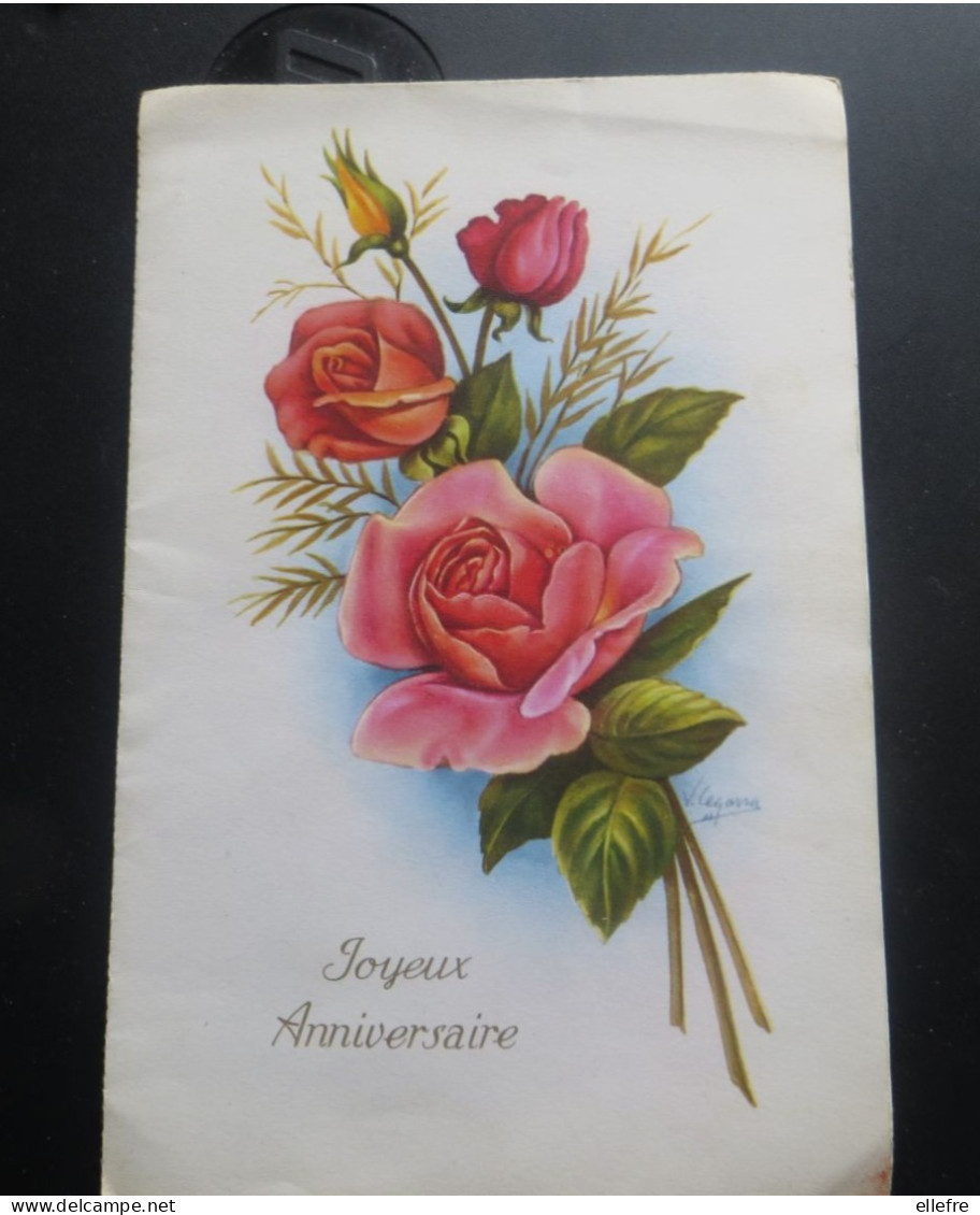 Carte Fantaisie à Système Pop Up Bouquet De Fleurs Roses Illustrateur Legorra  NOVITAS PARIS 545 - Mechanical