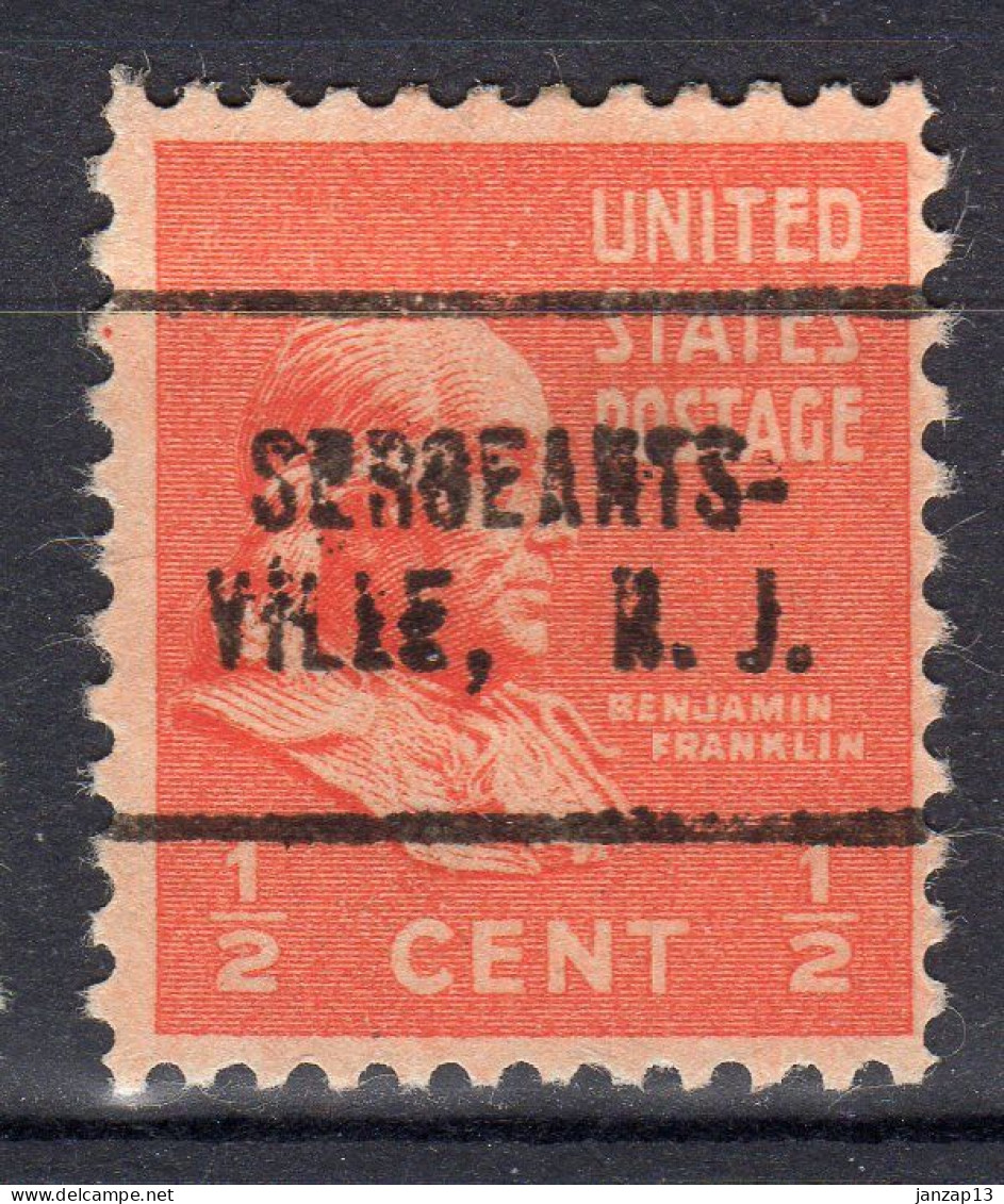 NJ-625; USA Precancel/Vorausentwertung/Preo; SERGEANTSVILLE (NJ), Type 705 - Precancels