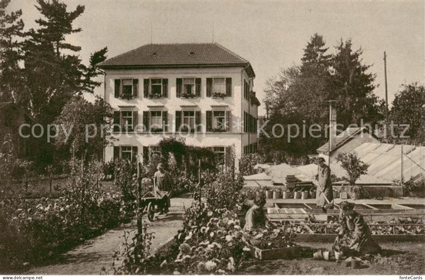 13790303 Niederlenz AG Gartenbauschule F. Frauen Aussenansicht M. Garten  - Autres & Non Classés
