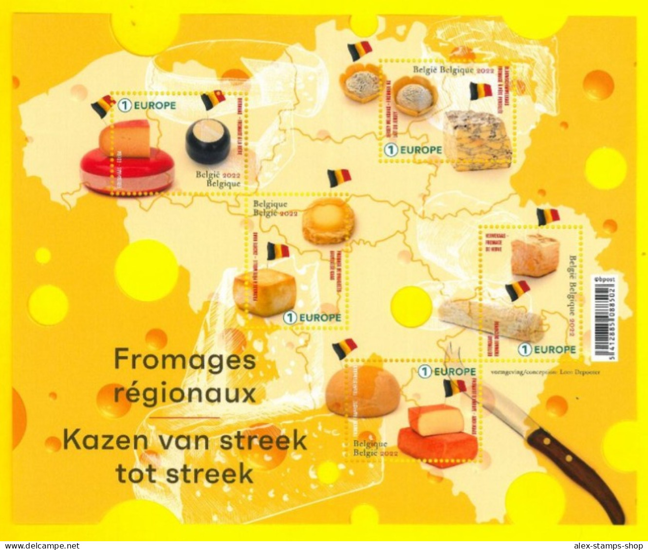 BELGIUM 2022 Regional Cheeses - Miniature Sheet - Unusual New Sheet - 2021-…