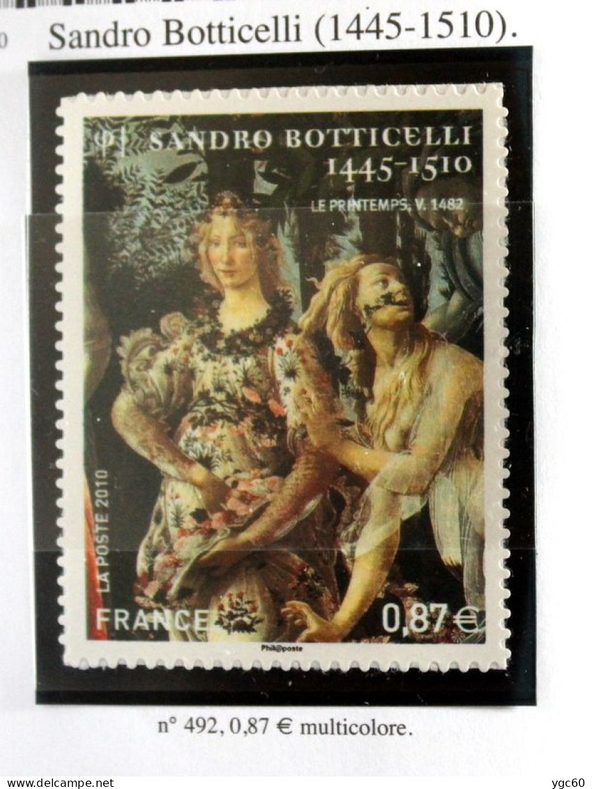 2010 - TIMBRE AUTOADHÉSIF N°492  - SANDRO BOTTICELLI - TB ETAT NEUF - Unused Stamps