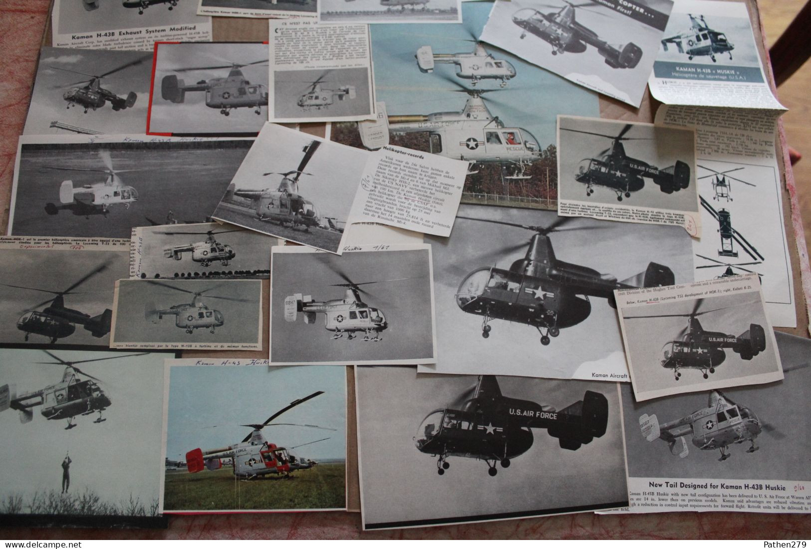 Lot De 37g D'anciennes Coupures De Presse De L'hélicoptère Américain Kaman H-43B "Huskie" - Luchtvaart