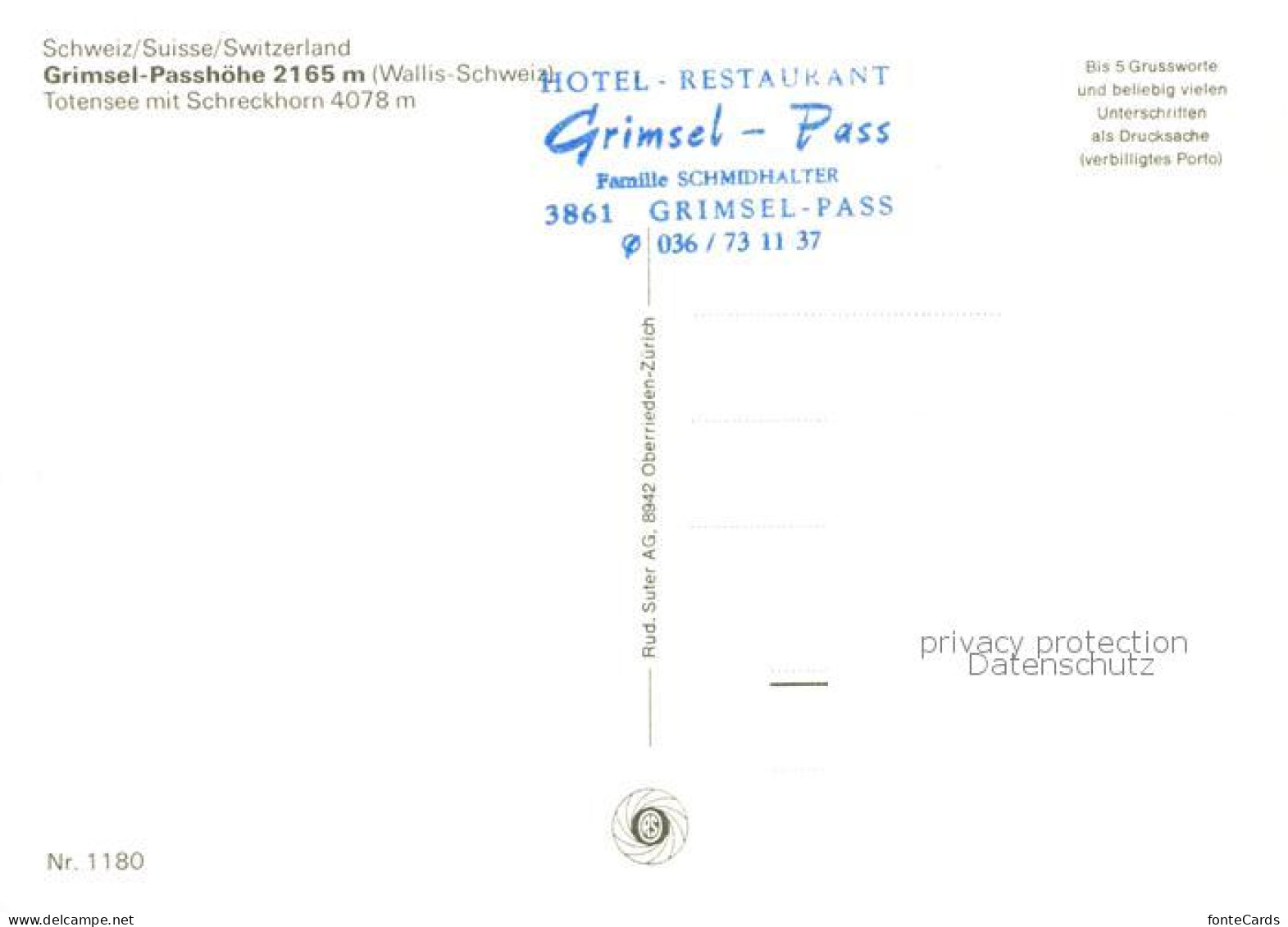 13789893 Grimsel Pass Hotel Grimsel Passhoehe Mit Totensee Und Schreckhorn Grims - Autres & Non Classés