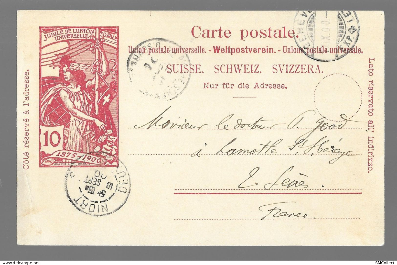 Suisse. Jubilé 1875-1900 De L'union Postale Universelle, Lot De 3 Entiers Postaux Voyagés. 5, 5+5 Et 10 Rappen (9918) - Enteros Postales