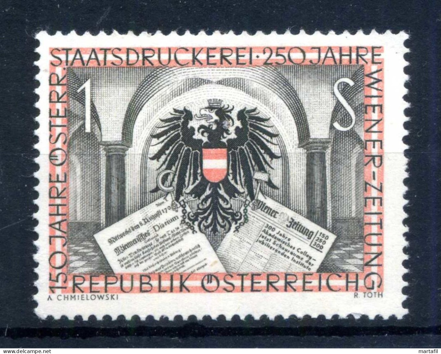 1954 AUSTRIA SET MNH ** 844 Ann. Stamperia Di Stato E Di Wiener-Zeitung - Nuevos