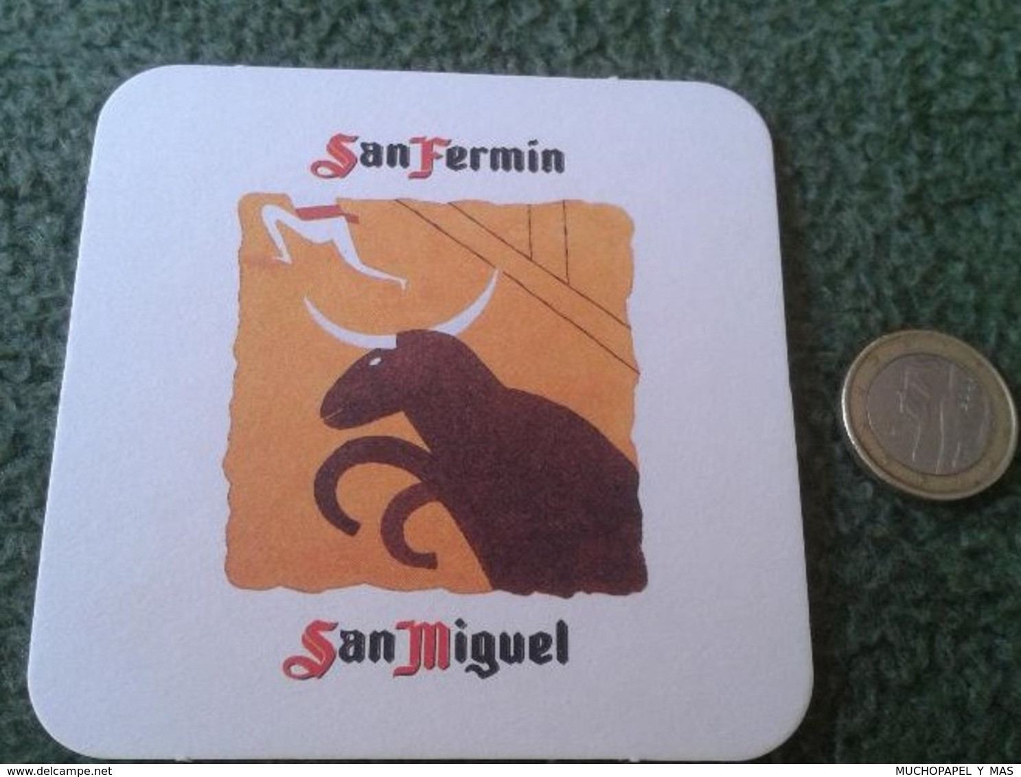 COASTER MAT POSAVASOS QUE CERVEZAS SAN MIGUEL DEDICÓ A LOS SANFERMINES SAN FERMÍN PAMPLONA CERVEZA SPAIN BULL BULLFIGHT - Bierdeckel