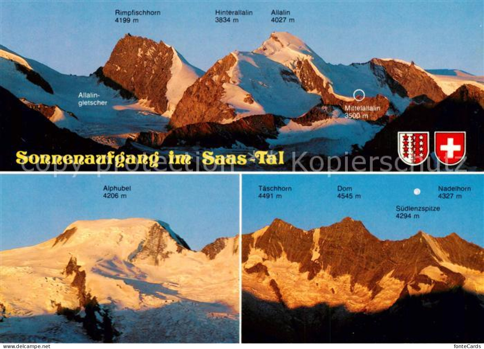 13789834 Saastal Panorama Sonnenaufgang Alphubel Taeschhorn Dom Nadelhorn Saasta - Autres & Non Classés