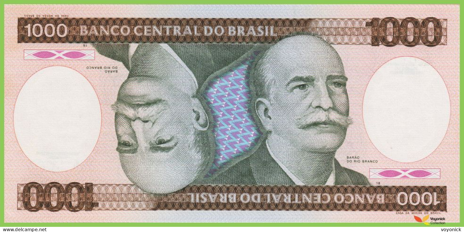 Voyo BRAZIL 1000 Cruzeiros ND(1986) P201d B823d B0099B UNC - Brésil