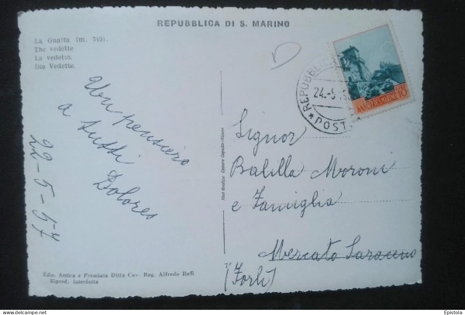 ► SAN MARINO 1955 SERIE VEDUTE LIRE 10 Sur Cpsm - Lettres & Documents