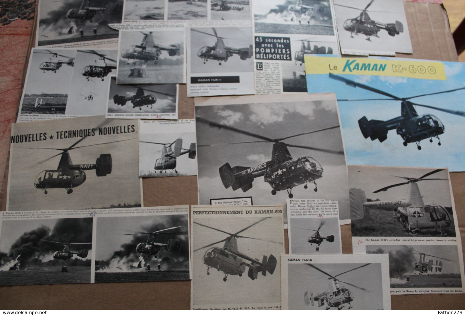 Lot De 47g D'anciennes Coupures De Presse De L'hélicoptère Américain Kaman K-600 Et Ses Versions Militaires - Aviación