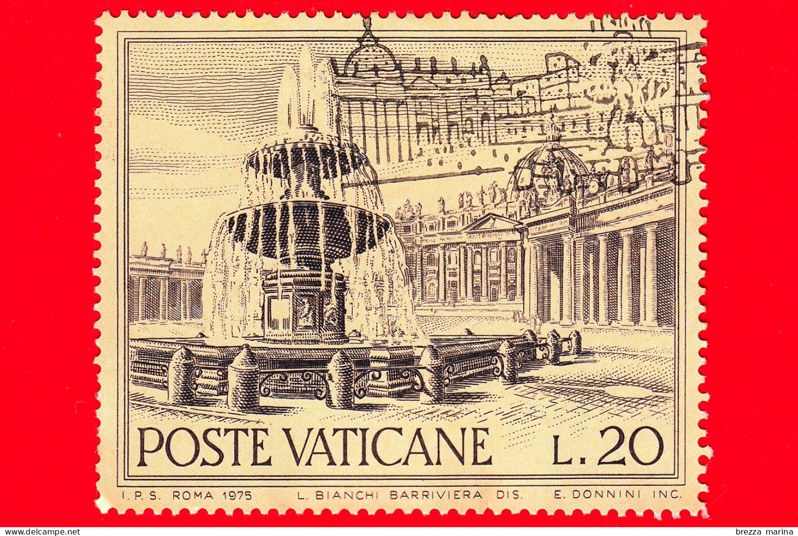 VATICANO - Usato - 1975 - Anno Europeo Del Patrimonio Architettonico - Fontana Di Piazza San Pietro - 20 - Oblitérés