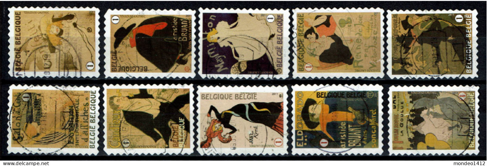 België OBP 4145/4154 - Zegels Uit Boekje B122 - Henri De Toulouse-Lautrec - Used Stamps
