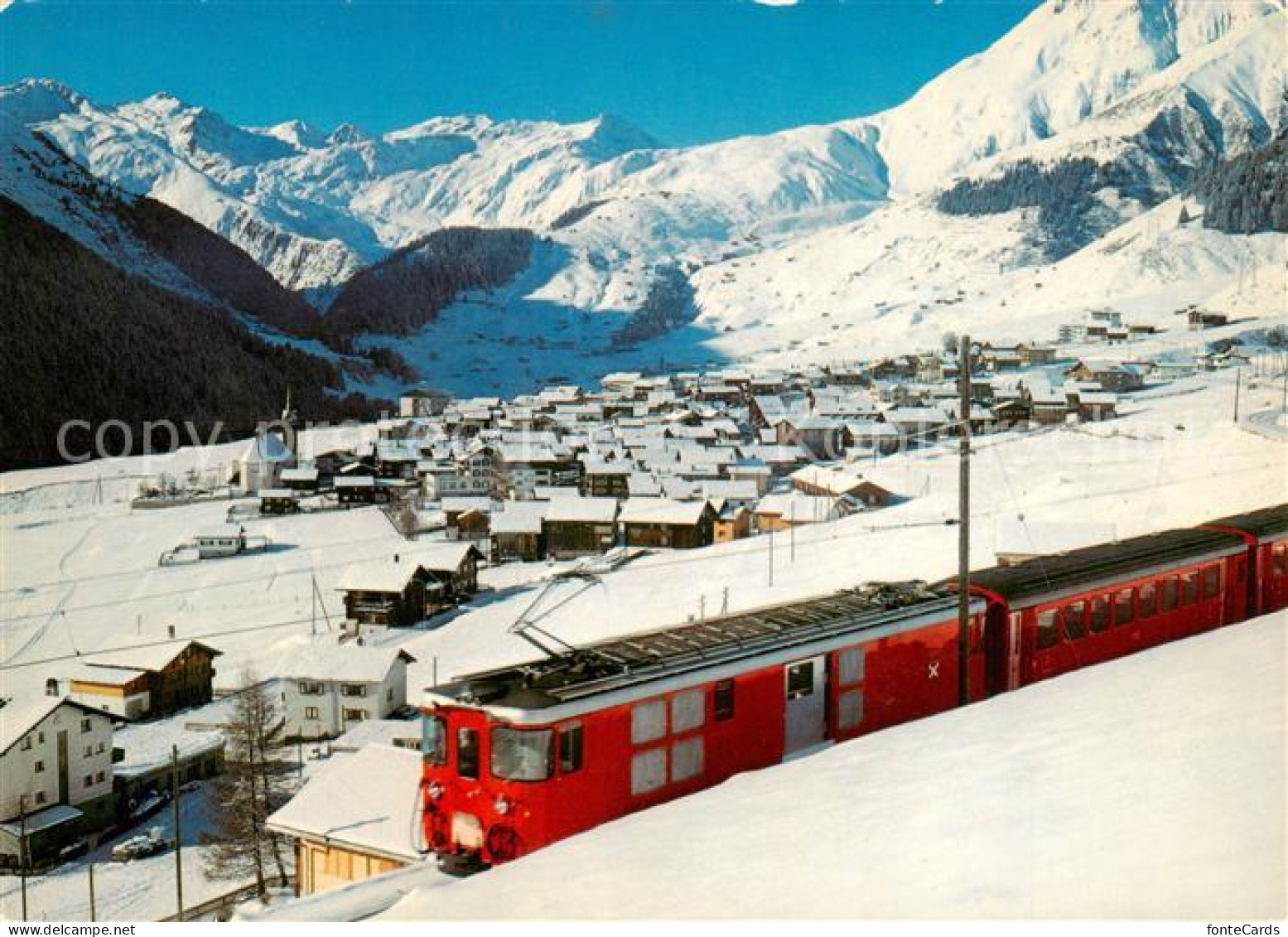 13786381 Sedrun GEsamtansicht Geg. Rueras U. D. Skigebiet V. Milez M. Bahn Winte - Autres & Non Classés