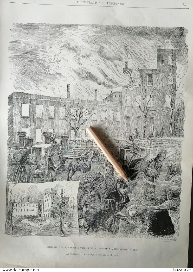 MOLENBEEK-SAINT-JEAN 1890 / INCENDIE DE LA SCIERIE A VAPEUR DE M. BÉRARD A  MOLENBEEK -SAINT-JEAN - Sin Clasificación