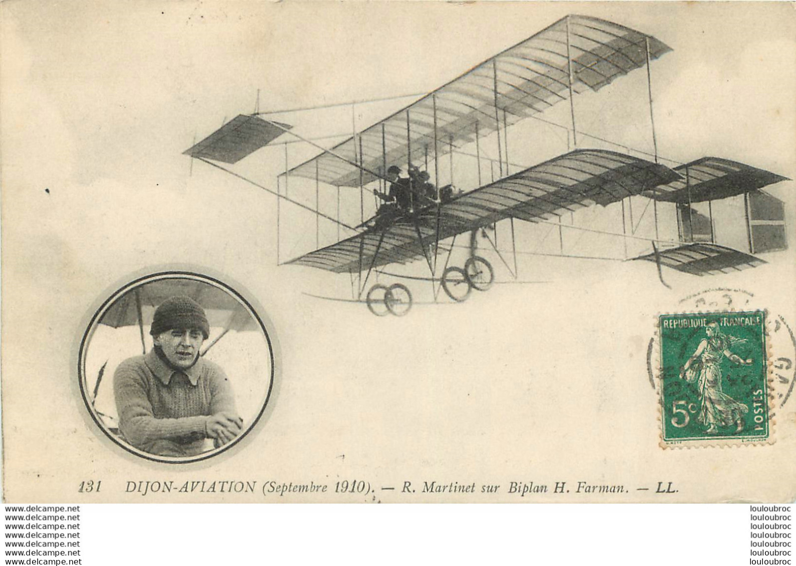 R. MARTINET SUR BIPLAN H. FARMAN DIJON AVIATION 09/1910 - Aviateurs