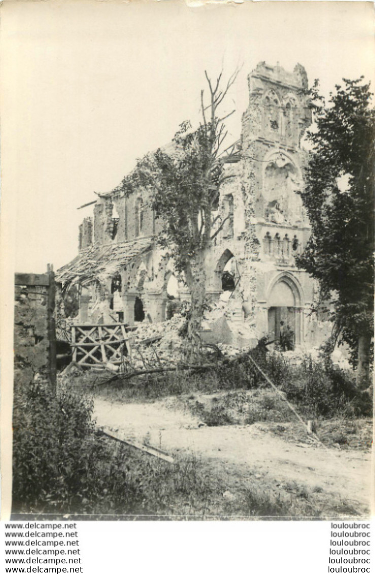 EGLISE  EN RUINES PREMIERE GUERRE   WW1 PHOTO ORIGINALE 18 X 13 CM - Guerre, Militaire