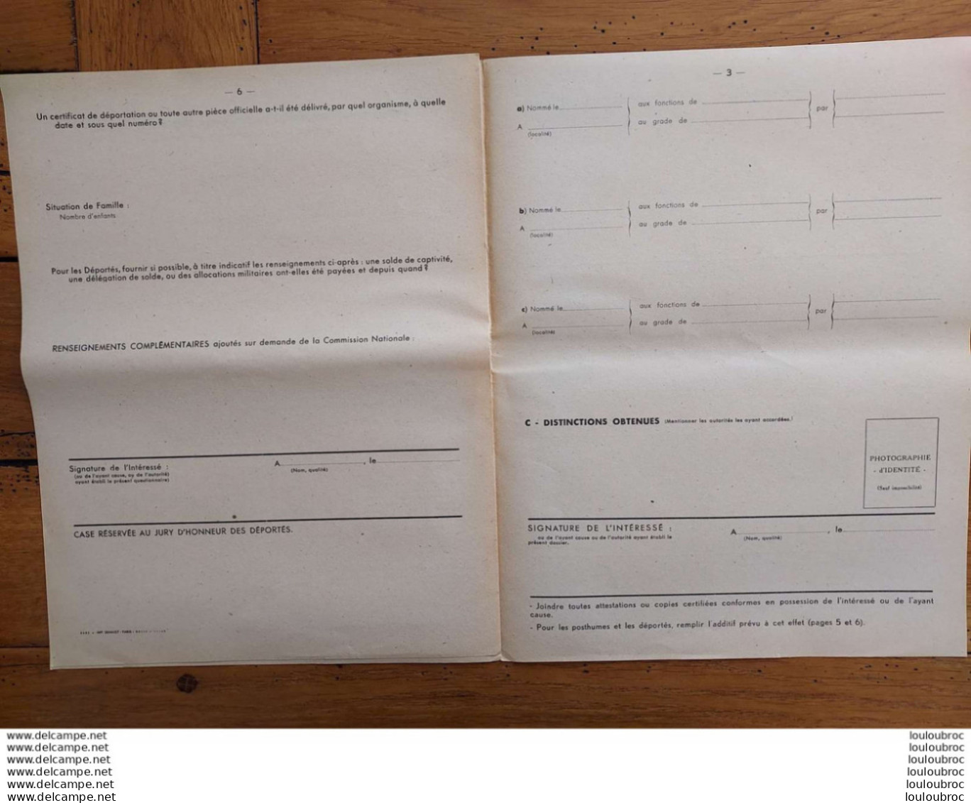 HOMOLOGATION DE GRADE F.F.I. DOCUMENT DE 6 PAGES PARFAIT ETAT - 1939-45