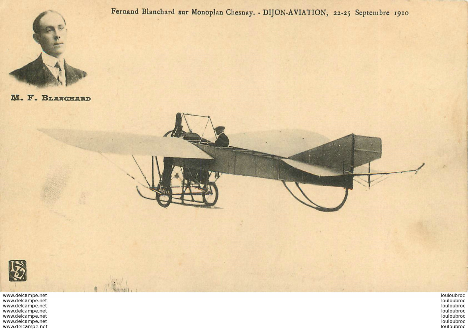 FERNAND BLANCHARD SUR MONOPLAN CHESNAY   DIJON AVIATION 09/1910 - Aviatori