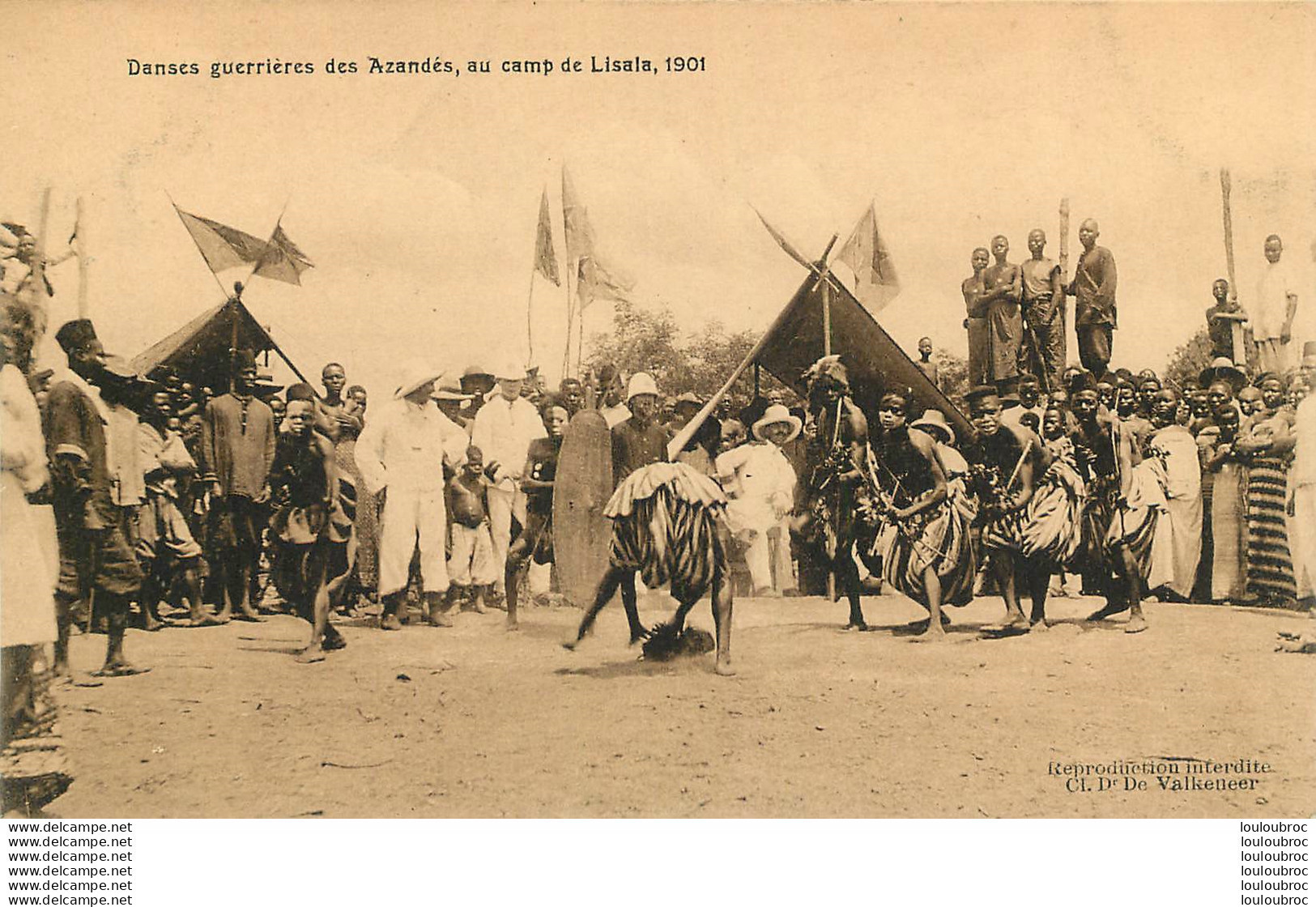 DANSES GUERRIERES DES AZANDES AU CAMP DE LISALA 1902 EDITION DE  VALKENEER - Congo Belge