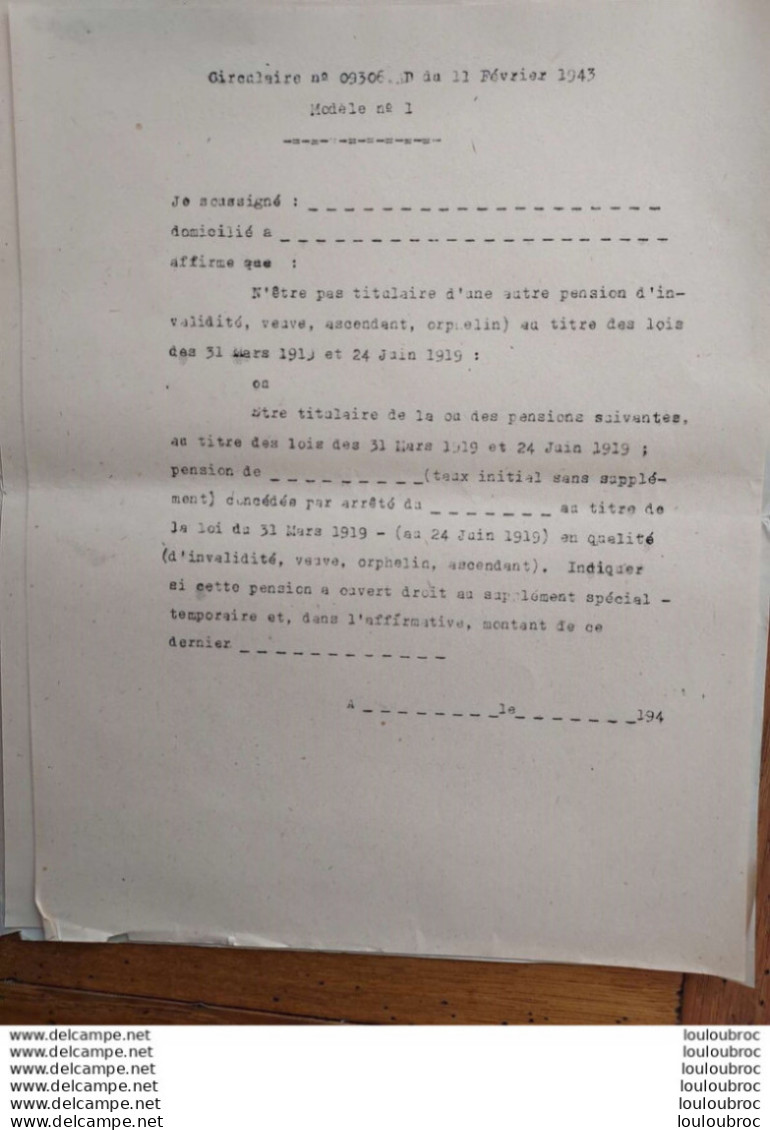 DEMANDE DE PENSION ASCENDANT   DOCUMENT DE 7 PAGES PARFAIT ETAT - 1939-45