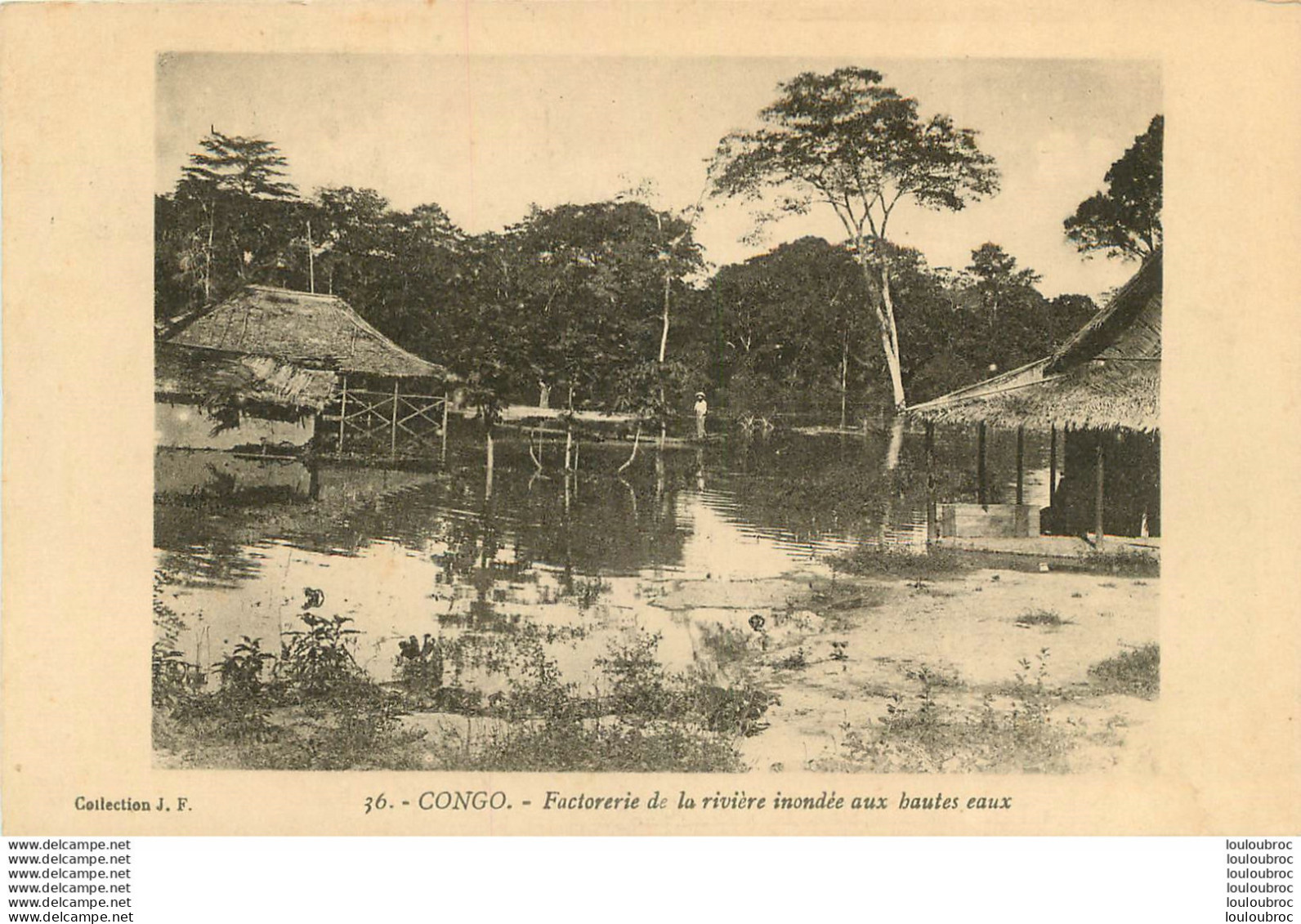 CONGO FACTORERIE DE LA RIVIERE INONDEE AUX HAUTES EAUX  COLLECTION J.F. - Congo Francés