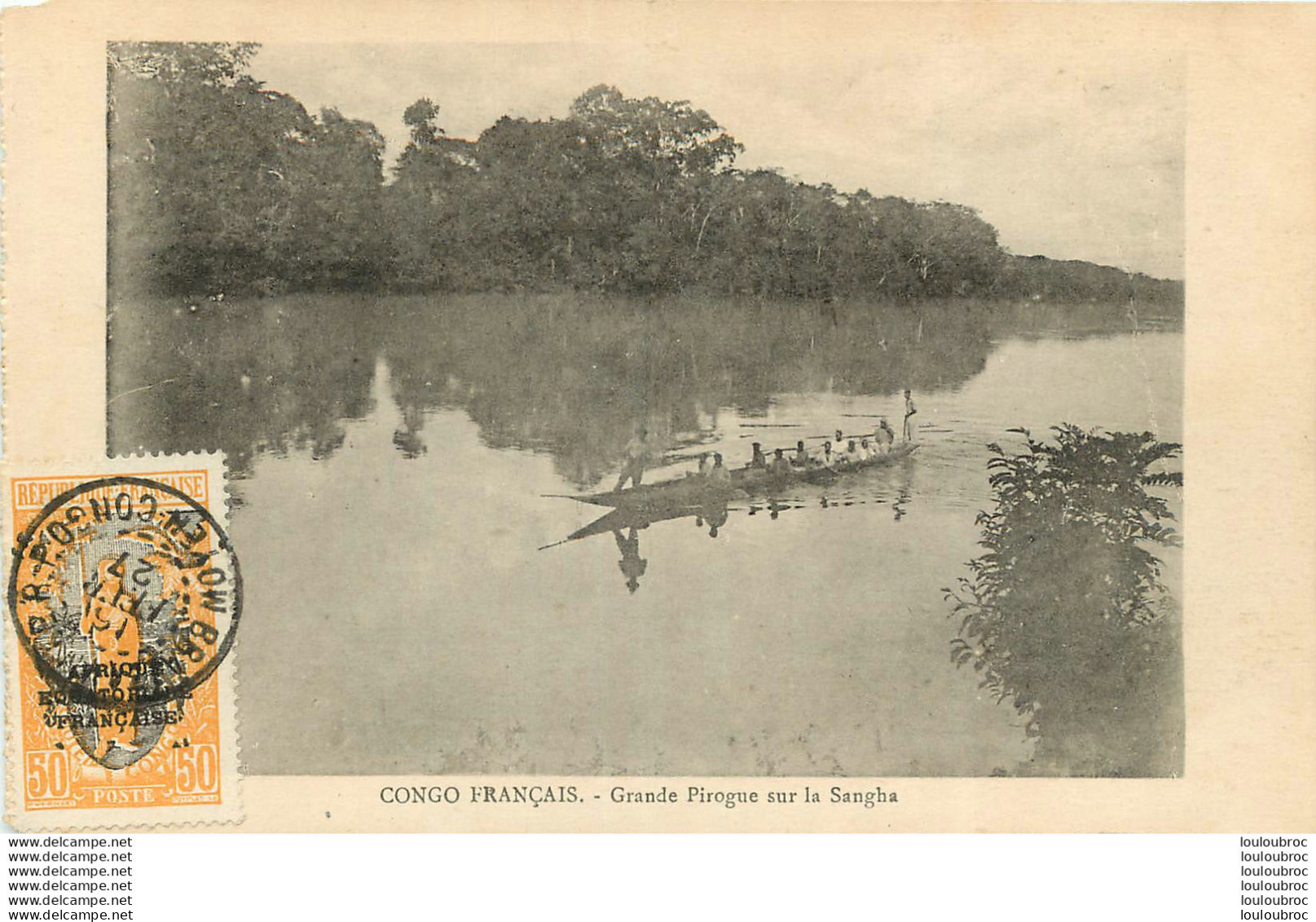 CONGO FRANCAIS GRANDE PIROGUE SUR LA SANGHA   COLLECTION J.F. - Congo Francese