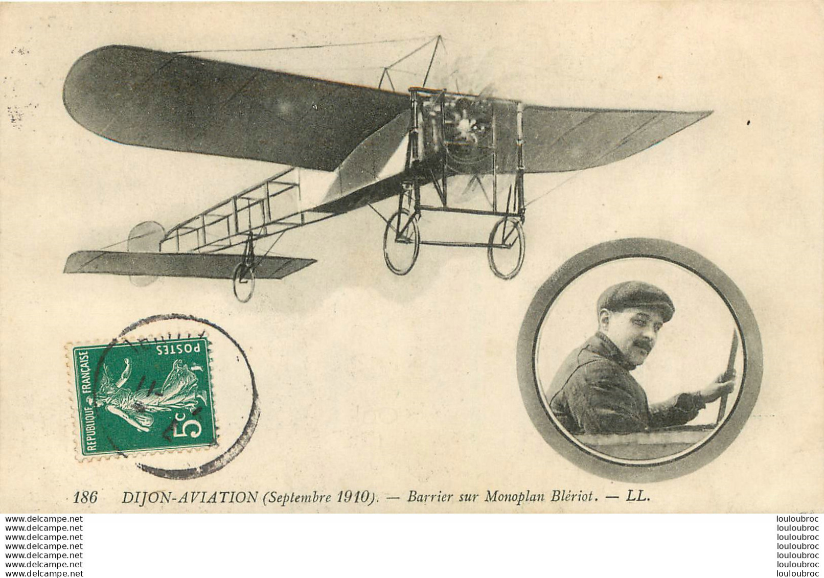 BARRIER SUR MONOPLAN BLERIOT DIJON AVIATION 09/1910 - Piloten