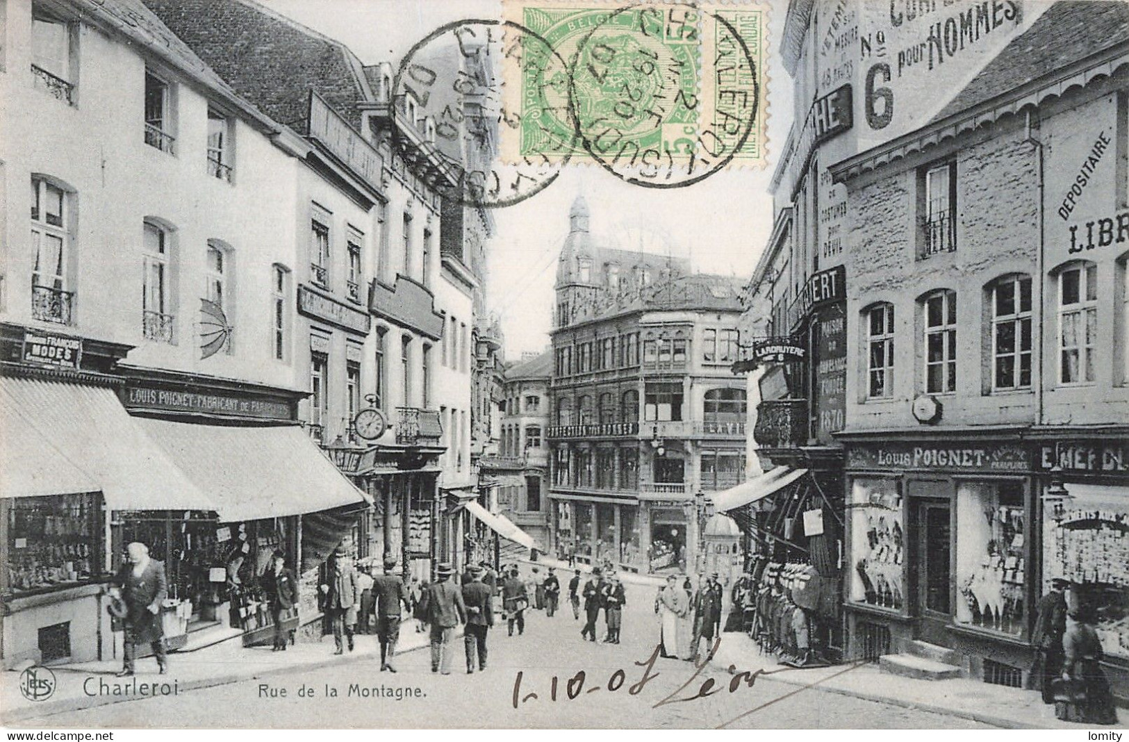 Belgique Charleroi Rue De La Montagne CPA Cachet 1907 - Charleroi