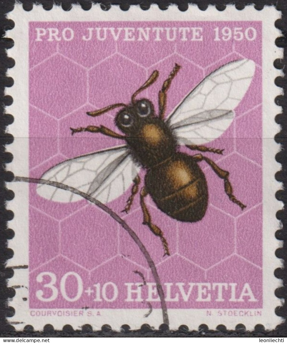 1950 Schweiz Pro Juventute ° Zum:CH J136,Yt:CH 505, Mi:CH 553, Biene, Schmetterling - Gebruikt