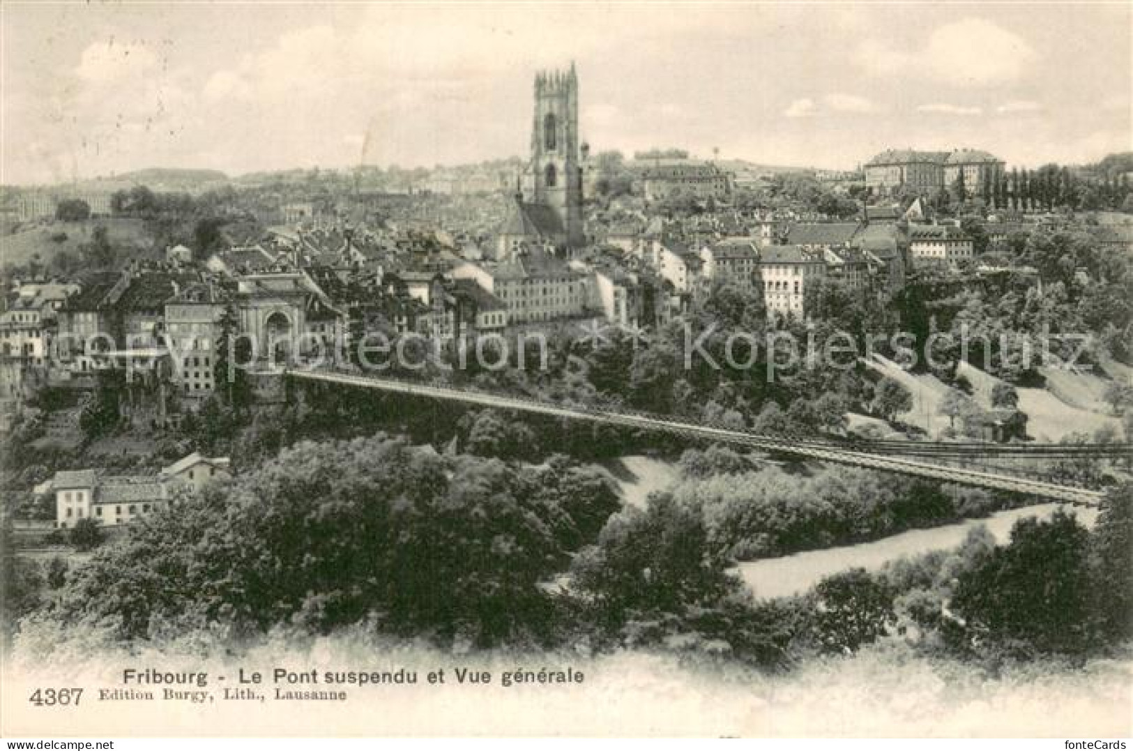 13784833 Fribourg FR Le Pont Suspendu Et Vue Generale Fribourg FR - Autres & Non Classés