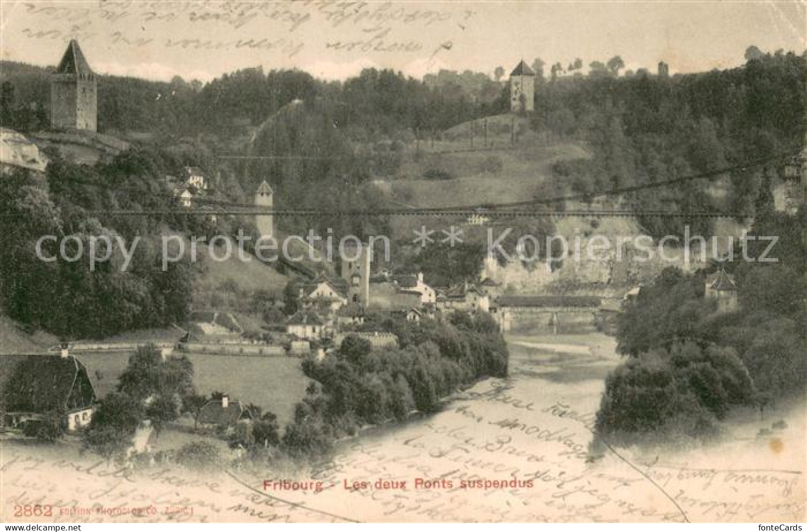 13784824 Fribourg FR Les Deux Ponts Suspendus Fribourg FR - Autres & Non Classés