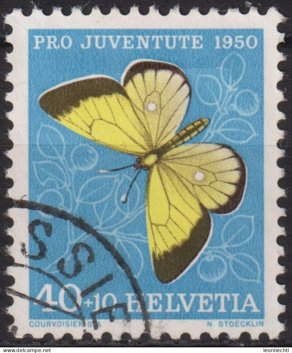 1950 Schweiz Pro Juventute ° Zum:CH J137,Yt:CH 506, Mi:CH 554, Moorgelbling, Schmetterling - Gebraucht