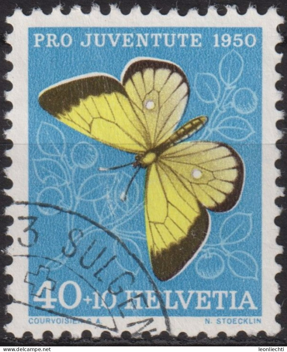 1950 Schweiz Pro Juventute ° Zum:CH J137,Yt:CH 506, Mi:CH 554, Moorgelbling, Schmetterling - Gebruikt
