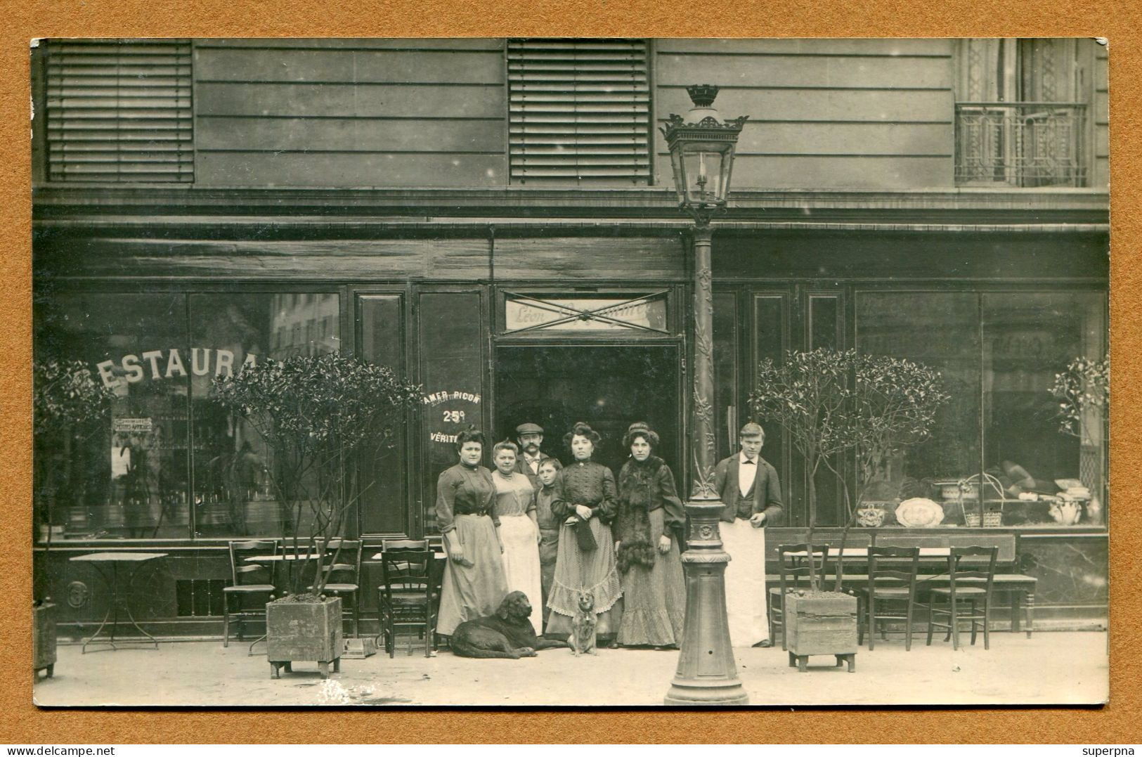 COURBEVOIE ? (92) : " RESTAURANT Léon  "  Carte Photo Lamy - Courbevoie