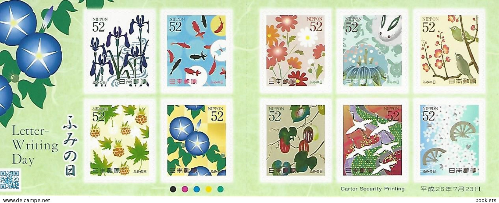 JAPAN, 2014, Booklet 78/79, 10x52, 10x82, Lily, Goldfish, Autumnflowers, Rabbiy, Strawberries, Cranes, Writing Day 2014 - Otros & Sin Clasificación