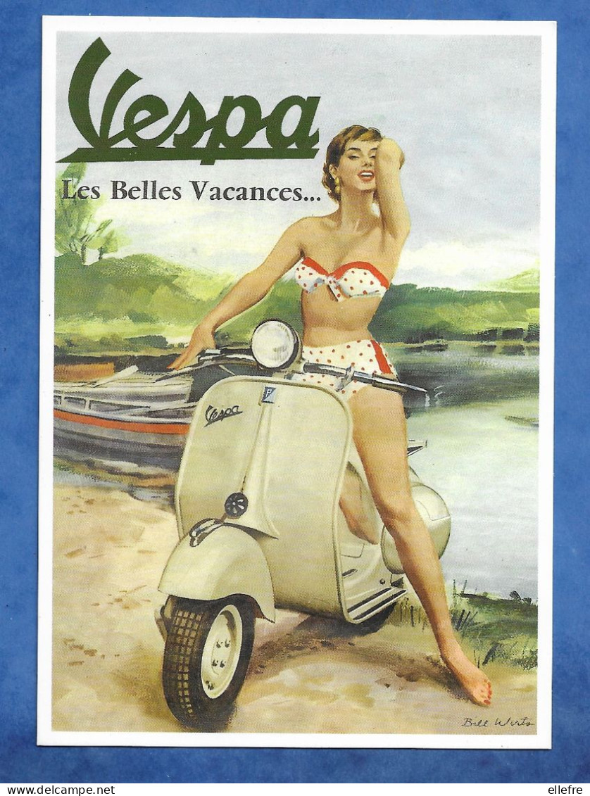 CPM Moto VESPA 1955 Par Bill Wirts  Pin Up Maillot De Bain - Reclame 12 Philippe Rouchon - Motos