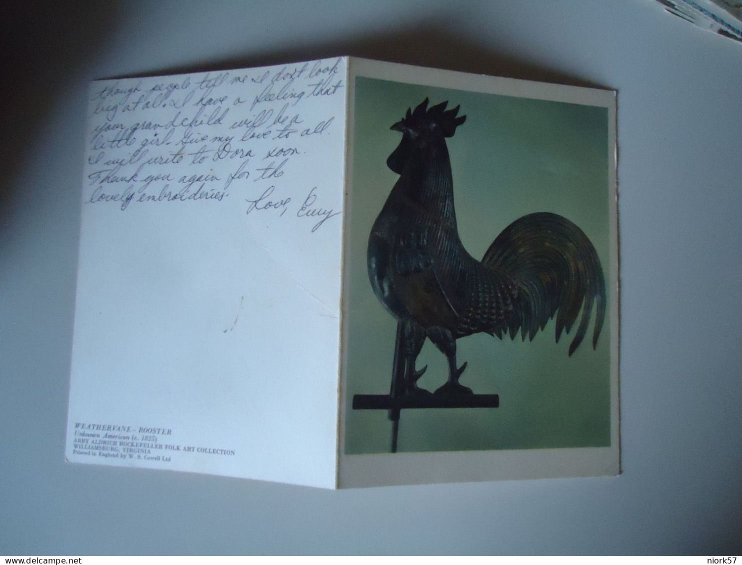 UNITED STATES  POSTCARDS  ROOSTER 1967  BIRDS  FOR MORE PURCHASES 10% DISCOUNT - Oiseaux