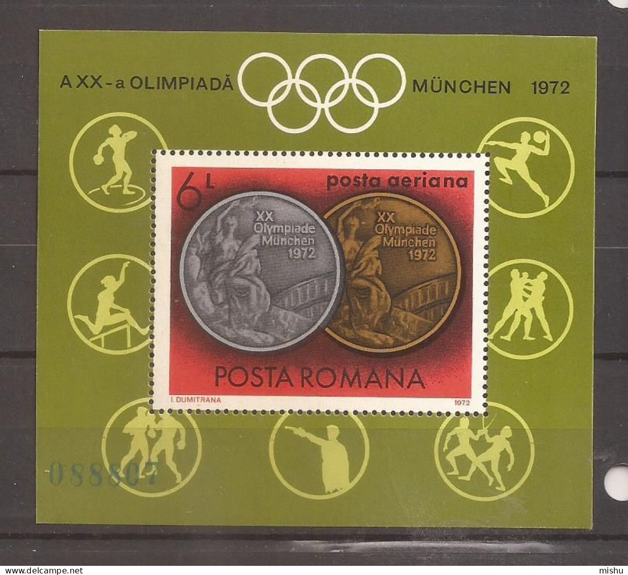 Romania- COLITA ROMANIA OLIMPIADA DE LA MUNCHEN MEDALII OLIMPICE 1972, Nestampilat - Ongebruikt