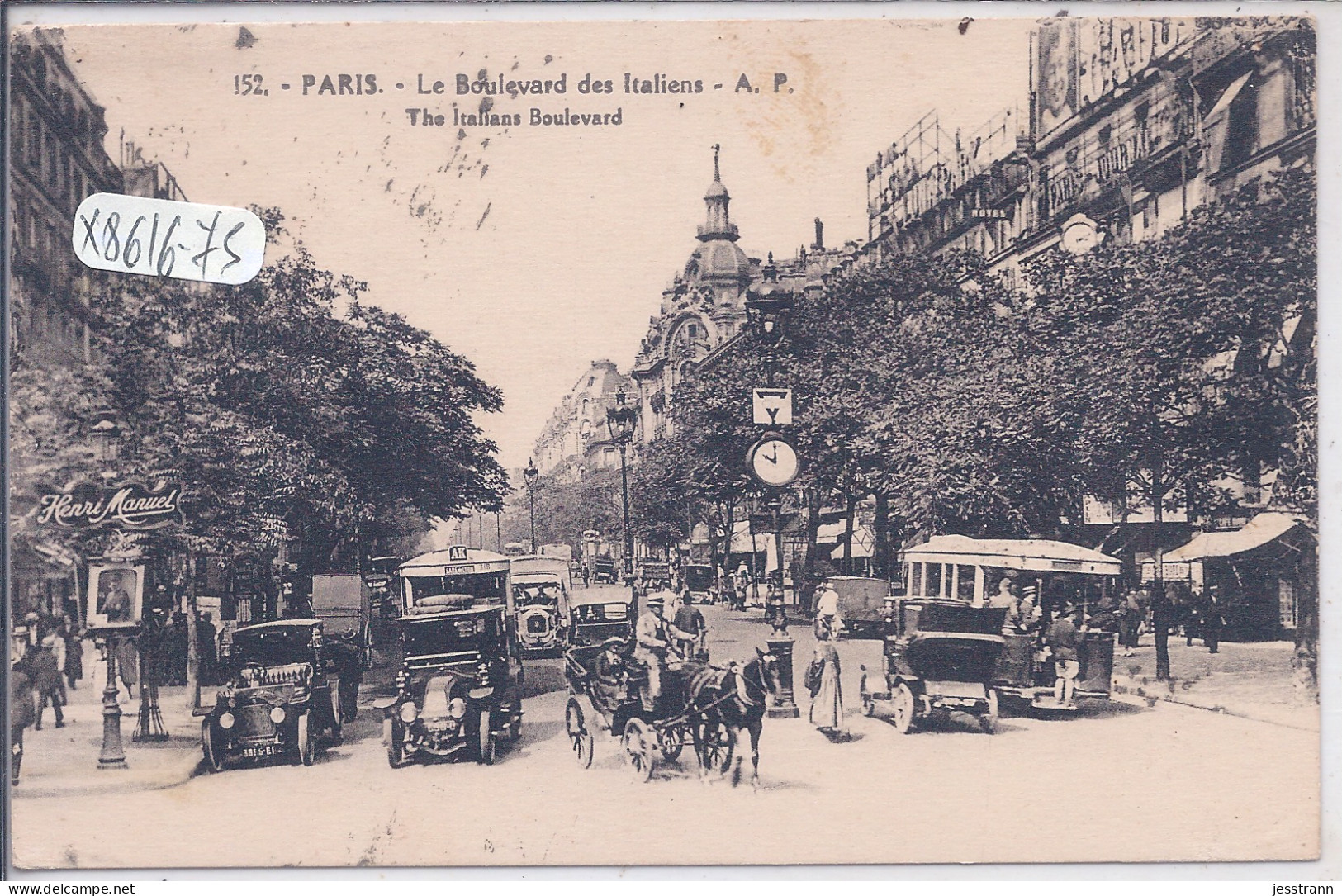 PARIS- LE BOULEVARD DES ITALIENS- TAXIS- BUS- VEHICULES HIPPOMOBILE- LE TRAFIC ROUTIER - Openbaar Vervoer