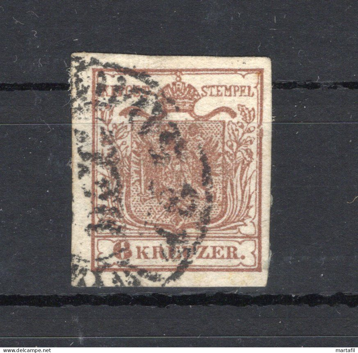 DECALCO Varietà 1850 AUSTRIA IMPERO N.4 USATO - Used Stamps