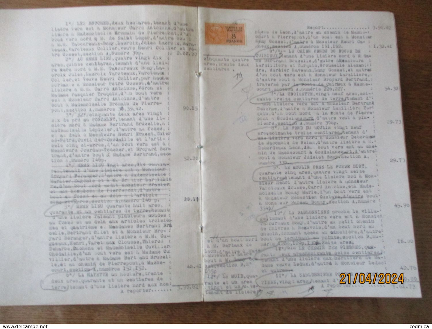 15 NOVEMBRE 1934 Mrs DE MEAUX VENDENT PAR ADJUDICATION COMMUNE DE MACHECOURT UN CORPS DE FERME ACTE DE 34 PAGES TIMBRES - Documentos Históricos