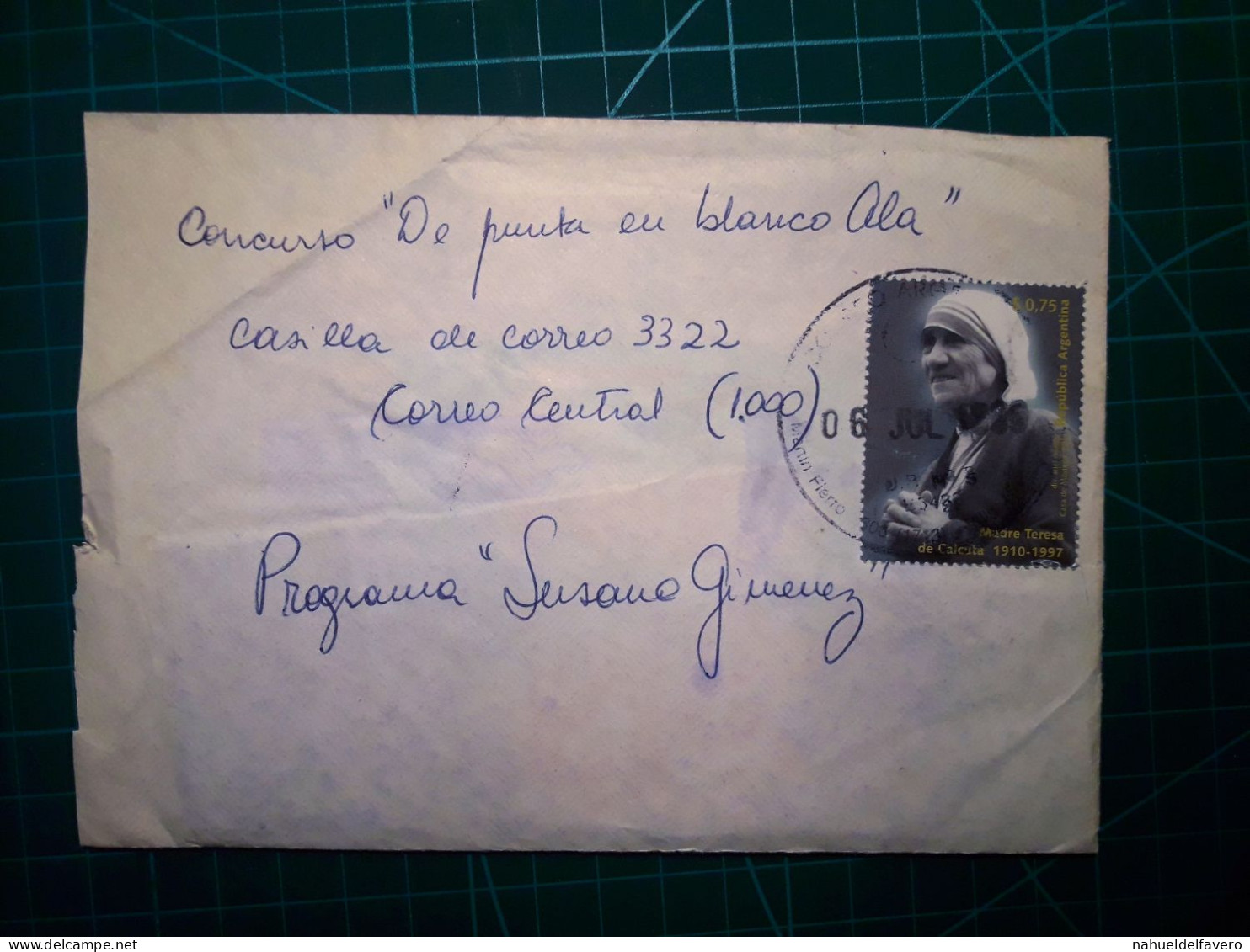 ARGENTINE, Enveloppe Participant Au Concours "De Punta En Blanco Ala" Du Programme Télévisé "Susana Gimenez". Faire Circ - Used Stamps