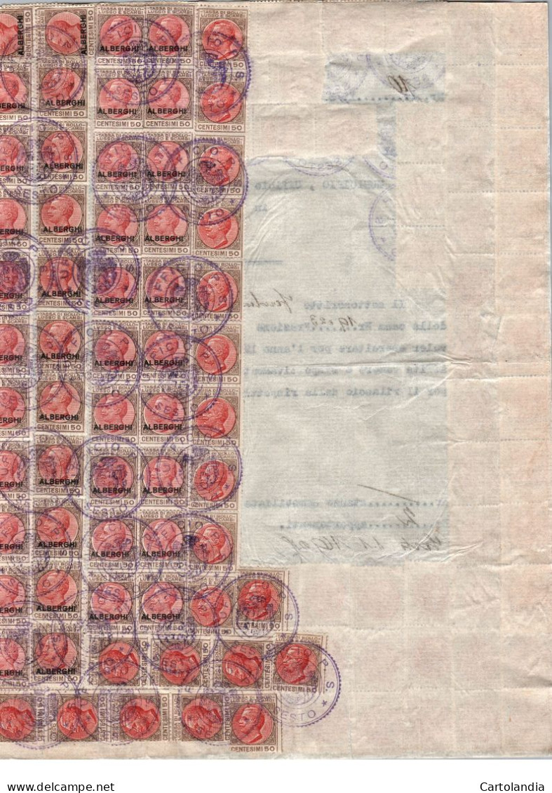 1927 -  Tassa Di Bollo Lusso E Scambi Affrancatura Multipla Ufficio Della Pubblica Sicurezza - Revenue Stamps