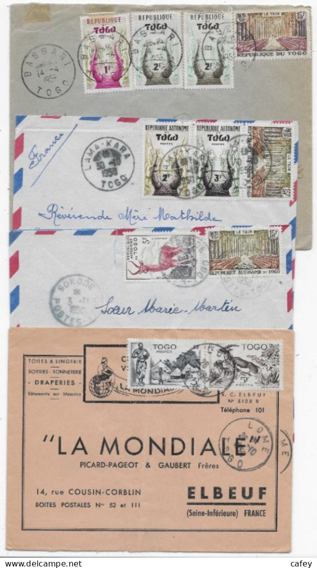 TOGO 4 Lettres Années 50 Dont Bons Bureaux - Togo (1960-...)