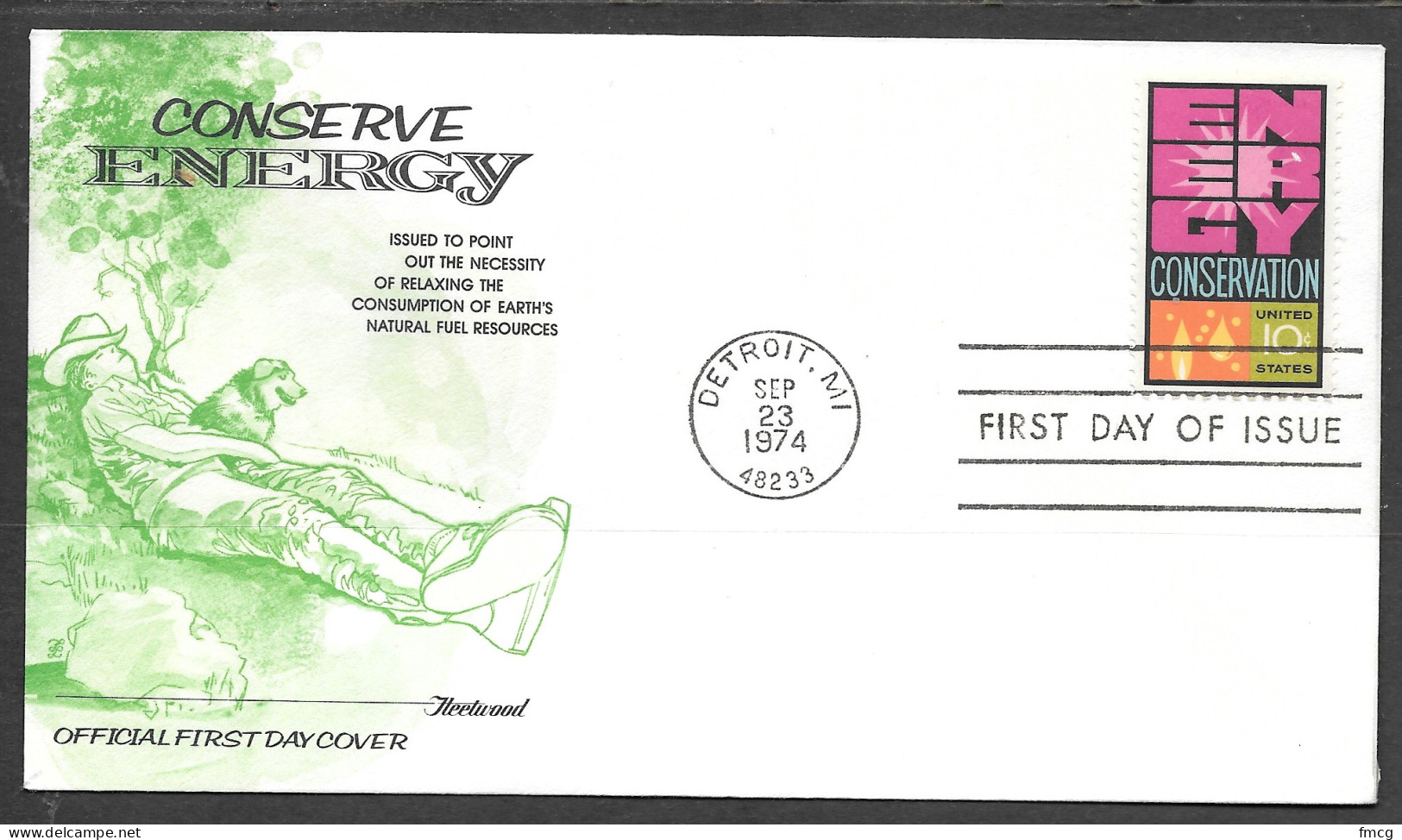 USA FDC Fleetwood Cachet, 1974 13 Cents Conserve Energy - 1971-1980