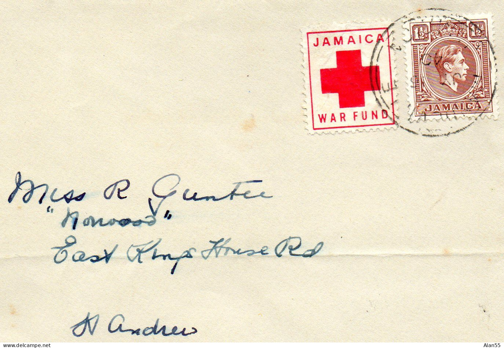 JAMAICA.1940. RARE VIGNETTE "WAR FUND". CROIX-ROUGE. - Giamaica (...-1961)