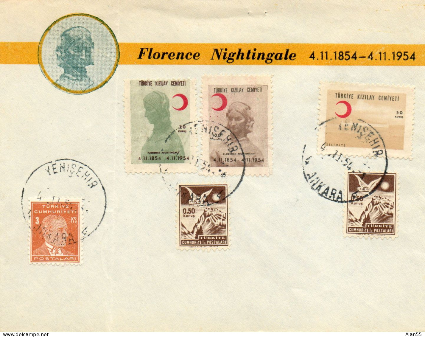 TURQUIE.1954. FDC "FLORENCE NIGHTINGALE".CROISSANT-ROUGE. - Covers & Documents